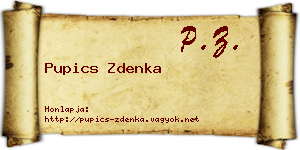 Pupics Zdenka névjegykártya